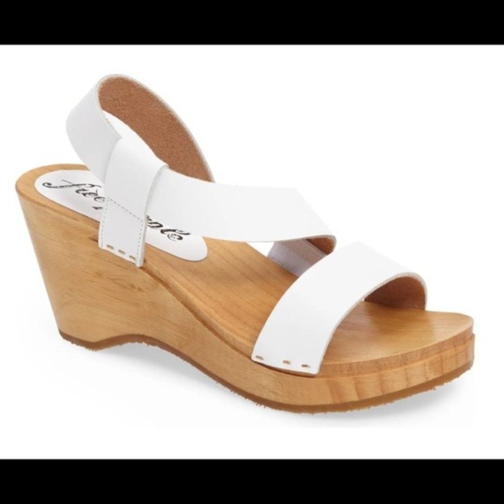 Free People Wood Wedge Clog Sandal, Size 40, Excellent Preowned Condition
